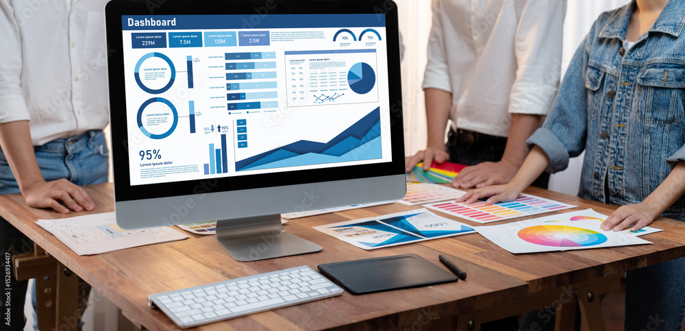 Poster business data dashboard provide business intelligence analytic for marketing strategy planning brisk