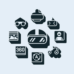 vector icons info graph illustrating VR and mixed reality VR Headset Icon  
