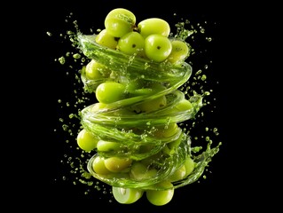 Green Grapes in Spiraling Juice