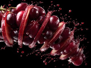 Dark Red Grapes in Spiral Cross-Section