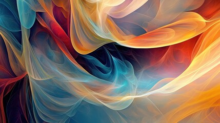Abstract design with flowing, colorful shapes.