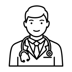Doctor, Physician, Healthcare Professional, Medical Practitioner, Health Worker, Medical Icon, Line Art Illustration,  Simple Vector Graphic, Medical Staff, Clinic Doctor