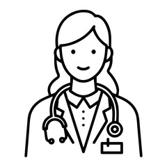 Professional Female Doctor Icon Healthcare, Medicine, Physician, Medical Professional, Health Worker Illustration