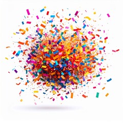Fototapeta premium Colorful Confetti Explosion on White Background