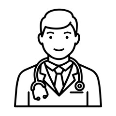 Doctor, Physician, Healthcare Professional, Medical Practitioner, Health Worker, Medical Icon, Line Art Illustration,  Simple Vector Graphic, Medical Staff, Clinic Doctor