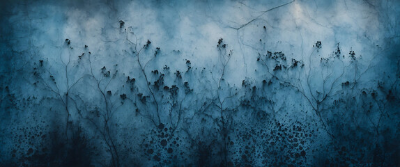 Abstract Artistic Background with Blue Tones and Delicate Floral Patterns