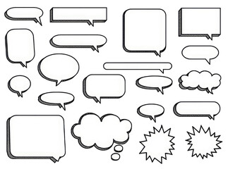 Obraz premium Hand-Drawn Comic Dialog Frames Retro empty comic speech bubbles set.Vintage design,pop art style - stock png.by nicasio [6000 × 4500 pixels • DPI 300 • PNG] 