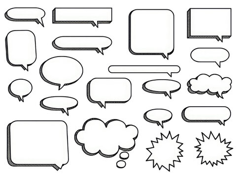 Hand-Drawn Comic Dialog Frames Retro empty comic speech bubbles set.Vintage design,pop art style - stock png.by nicasio [6000 &times; 4500 pixels &bull; DPI 300 &bull; PNG]	
