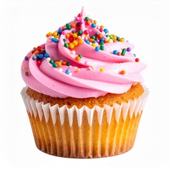 Pink Cupcake with Rainbow Sprinkles
