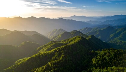 Mountain range sunset view