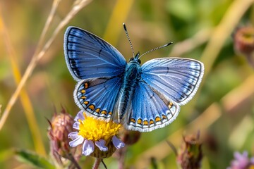 a vibrant butterfly insect with colorful wings lands on a blooming flower, showing nature&rsquo;s delicate pollinator in close-up detail