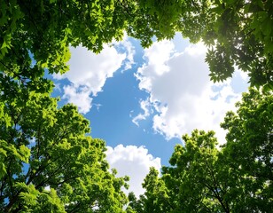 Fototapeta premium Lush foliage framing a vibrant sky