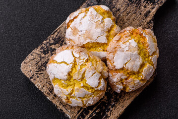 Crinkle biscuits lemon or banana, healthy vegan food. Lemon biscuits