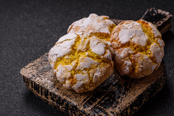 Crinkle biscuits lemon or banana, healthy vegan food. Lemon biscuits