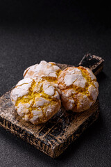 Crinkle biscuits lemon or banana, healthy vegan food. Lemon biscuits