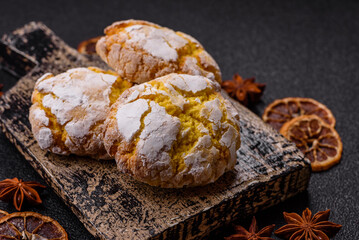Crinkle biscuits lemon or banana, healthy vegan food. Lemon biscuits