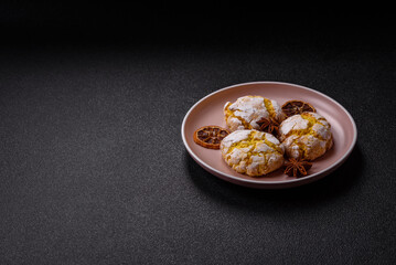Crinkle biscuits lemon or banana, healthy vegan food. Lemon biscuits