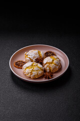 Crinkle biscuits lemon or banana, healthy vegan food. Lemon biscuits