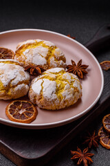 Crinkle biscuits lemon or banana, healthy vegan food. Lemon biscuits