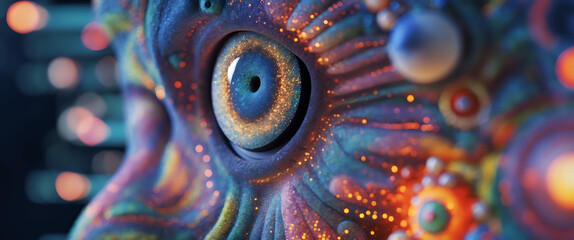Abstract Artistic Close-Up of a Vibrantly Colored Eye Texture