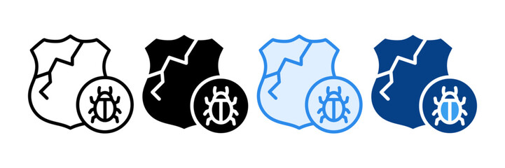 Broken Shield Icon Set Multiple Style Collection