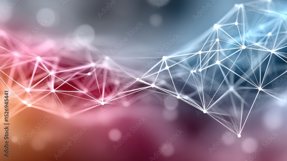 Poster the artwork features an abstract design with a network of glowing nodes and lines in red, blue, and 