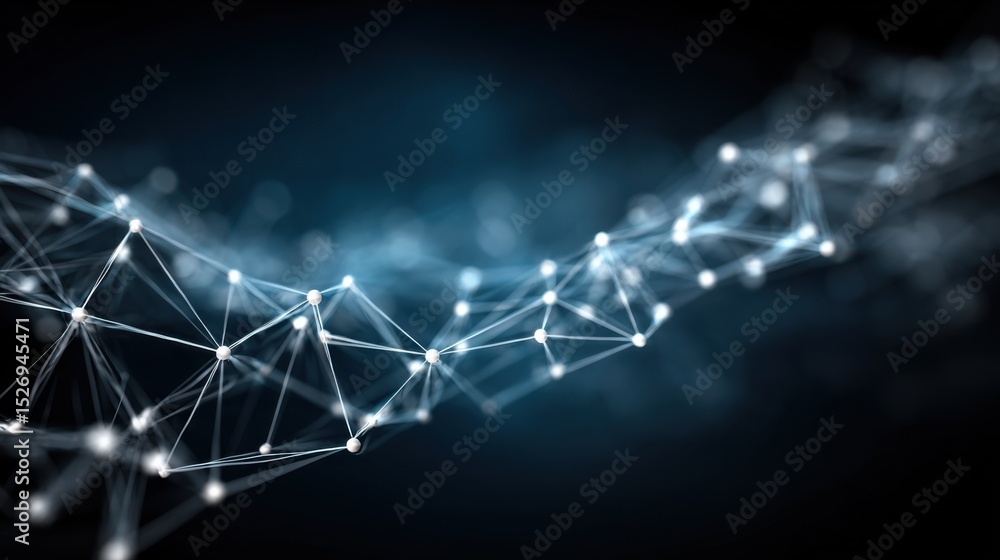 Poster a complex web of luminous nodes and lines forms a mesmerizing digital structure. this intricate netw