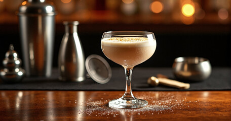 Luxurious Brandy Alexander Cocktail in Elegant Coupe Glass for Upscale Restaurant Menus and Premium Alcohol Advertisements