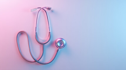 Fototapeta premium A stethoscope delicately placed on a soft pastel background, highlighting its importance in healthcare with a calm and modern aesthetic. The image conveys professionalism, care, and the gentle side of