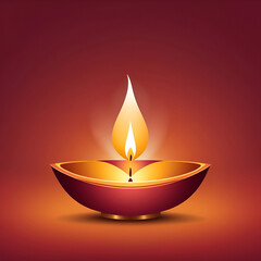 Warm Maroon-Orange Gradient Vector Background with Glowing Diya Lamp and Golden Radiance