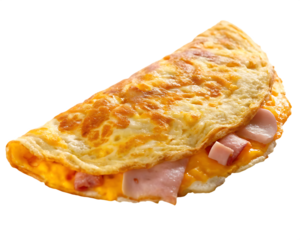 ham and cheese omelette isolated on transparent background