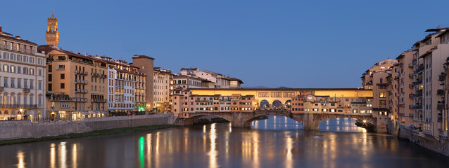 Florence - The bridge Ponte Vecchio at dusk.