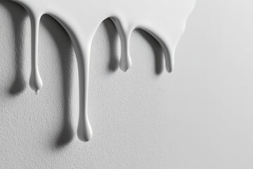 Close-up of white paint dripping on textured wall