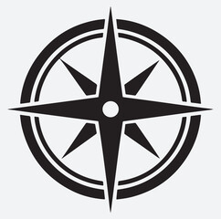 compass navigation icon silhouette vector art illustration, compass on black background