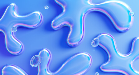 Glossy shapes with colorful reflections. 3d rendering illustration.