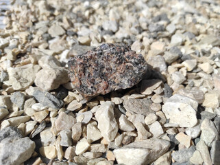 Geology. Granite mineral on a natural background. Mineralogy. Science. Scientific research
