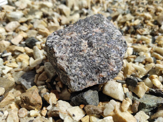 Geology. Granite mineral on a natural background. Mineralogy. Science. Scientific research