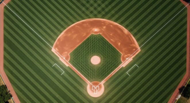 Aerial View of a Baseball Diamond A Perfect Symmetry of Sport