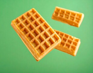 Crispy waffles in mid-air