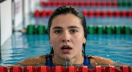 Competitive Swimmer's Intense Focus A Close-Up Portrait