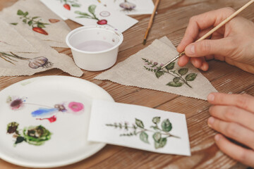Artistic Batik Fabric Painting with Vegetable Motifs