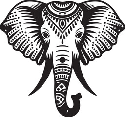 Obraz premium Black and white elephant with zebra stripes illustration