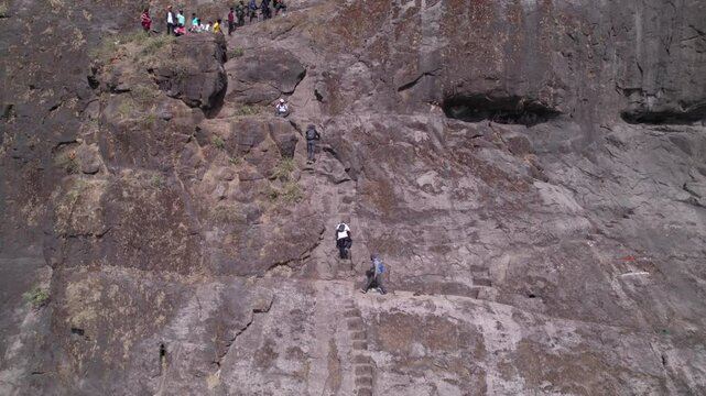 Drone view of the thrilling Dhak Bahiri trek! Steep cliffs, dense forests & the iconic Bahiri cave&mdash;this is one of Maharashtra&rsquo;s most daring treks. 🏞️🧗&zwj;♂️ #DhakBahiri #DroneTrek #Sahyadris
