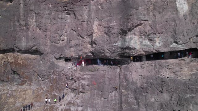 Drone view of the thrilling Dhak Bahiri trek! Steep cliffs, dense forests & the iconic Bahiri cave&mdash;this is one of Maharashtra&rsquo;s most daring treks. 🏞️🧗&zwj;♂️ #DhakBahiri #DroneTrek #Sahyadris