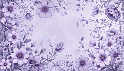 Lavender floral frame watercolor design background