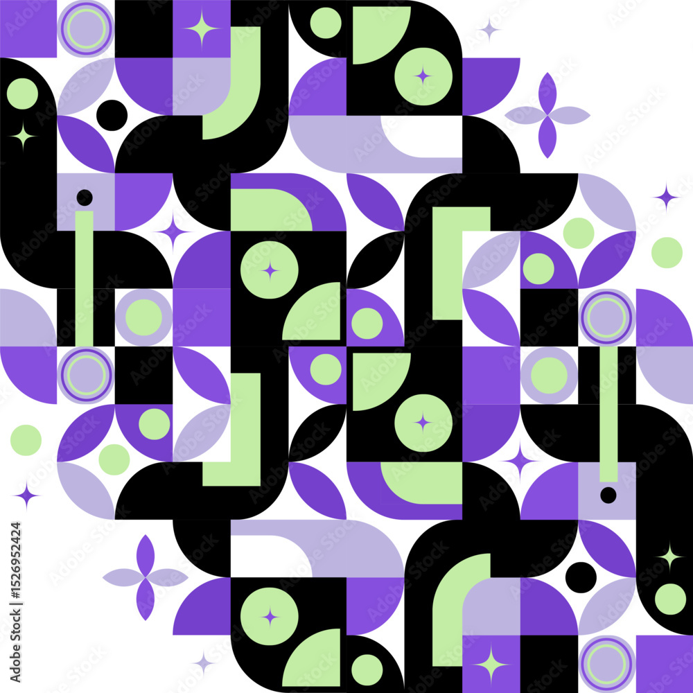 Poster geometric abstract pattern in retro futuristic style.abstract geometric pattern with curved shapes, 