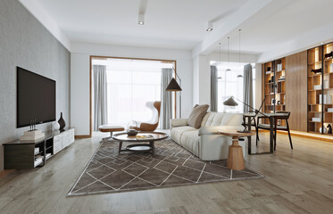 3d render modern living room