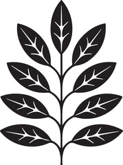 Elegant Black and White Branch with Leaves Design
