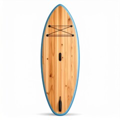 Wooden Inflatable Paddleboard with Blue Trim