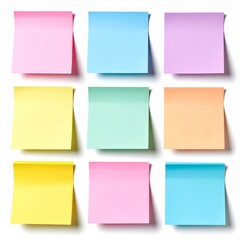 Pastel Colorful Sticky Notes on White Background